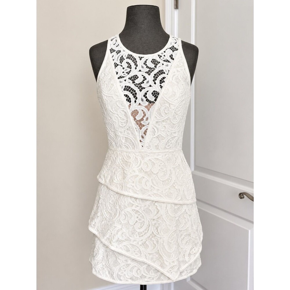 BCBGMaxAzria White Lace Mini Dress